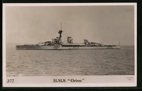 AK Kriegsschiff HMS Orion der britischen Marine auf hoher See