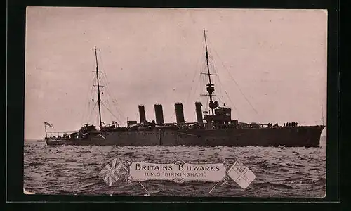 AK Leichter Kreuzer HMS Birmingham der britischen Marine sticht in See
