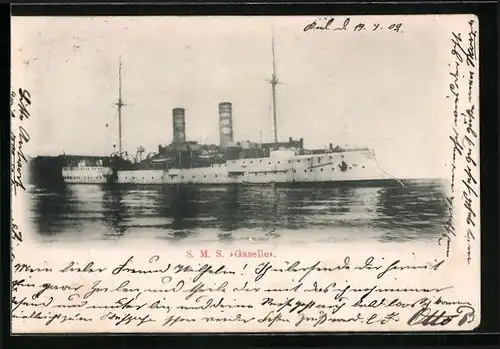 AK Kriegsschiff S. M. S. Gazelle des Ostasiengeschwaders