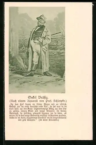 Künstler-AK Fritz Reuter mit Mantel und Gehstock