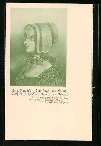 Künstler-AK Fritz Reuter`s Lowising als Braut