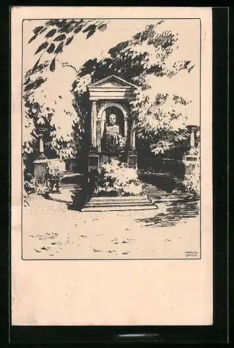 Künstler-AK Fritz Reuters Grabmal