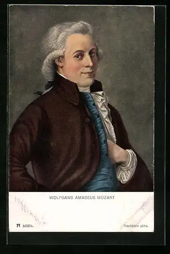 AK Wolfgang Amadeus Mozart in zeitgenösischer wohlhabenden Kleidung