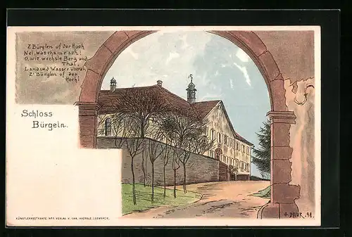 Künstler-AK Bürgeln, Schloss im Frühjahr