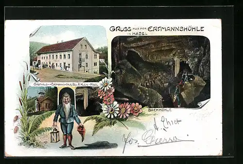 AK Hasel, Gasthaus zur Erdmannshöhle, Zwerg