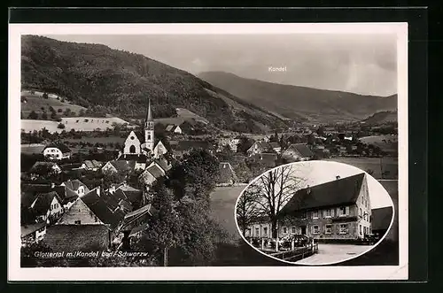 AK Glottertal, Gasthaus u. Pension zum Hirschen, Totalansicht mit Kandel