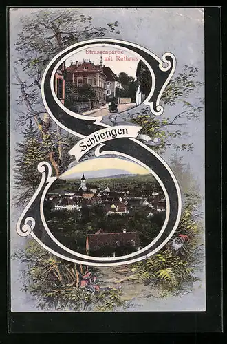 AK Schliengen, Strassenpartie mit Rathaus, Ortsansicht