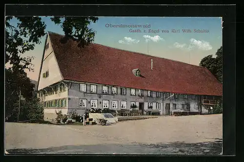 AK Obersimonswald, Gasthaus zum Engel von Karl Wilh. Schultis