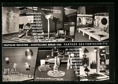 AK Berlin, Deutsche Industrie-Ausstellung 1964, Ausstellungen Argentinien, Honduras und Costa Rica