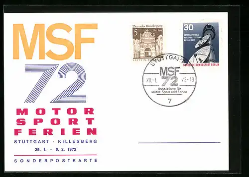 AK Stuttgart-Killesberg, MSF - Motor Sport Ferien Ausstellung 1972