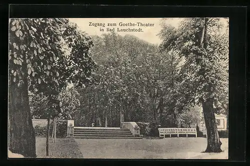 AK Bad Lauchstedt, Zugangstreppe zum Goethe-Theater