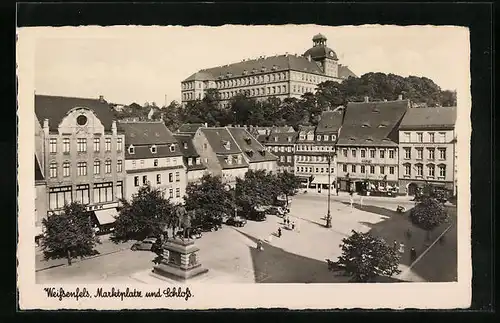 AK Weissenfels, Blick auf Marktplatz und Schloss