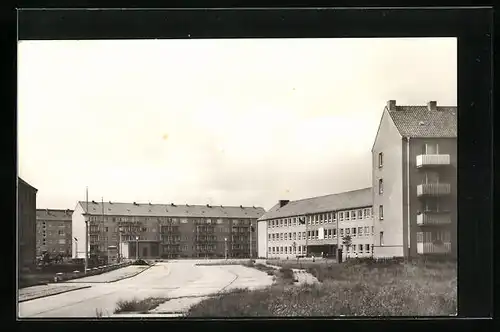 AK Ueckermünde, Ansicht der Geschwister-Scholl-Strasse und der Oberschule