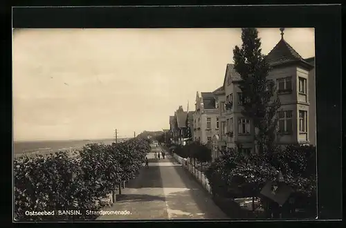 AK Bansin, Strandpromenade mit Meer