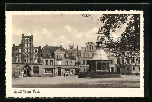 AK Wismar /Ostsee, Markt mit Pavillon