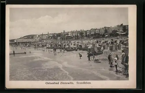AK Zinnowitz, Strandleben mit Badegästen