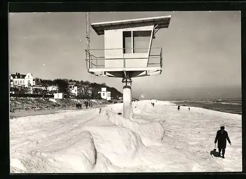 AK Bansin /Kr. Wolgast, Winterspaziergang, Strandpartie im Schnee