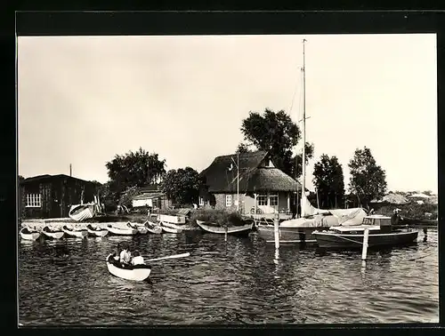 AK Zinnowitz a. Usedom, Am Achterwasser mit Booten