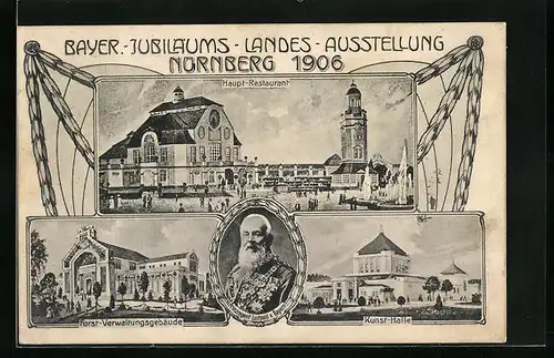 AK Nürnberg, Bayer. Jubiläums-Landes-Ausstellung 1906, Haupt-Restaurant