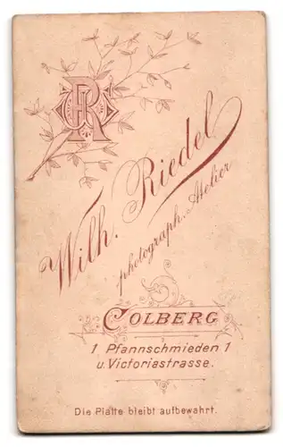 Fotografie Wilh. Riedel, Colberg, Pfannschmieden 1, Mädchen in dunkler Spitzenbluse und langer Kette