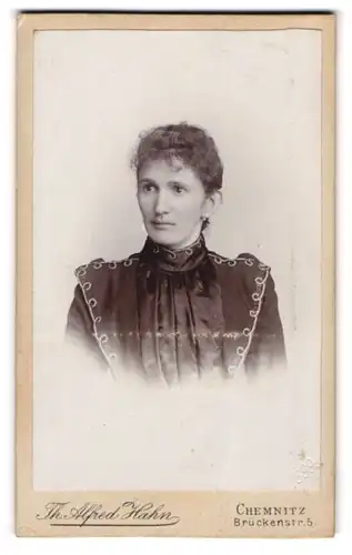 Fotografie Th. Alfred Hahn, Chemnitz, Brückenstrasse 5, Dame mit zierlichen Gesichtszügen