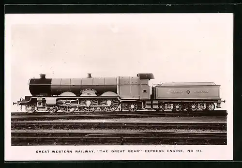 Foto-AK Englische Eisenbahn, Lokomotive No. 111 der Great Western Railway