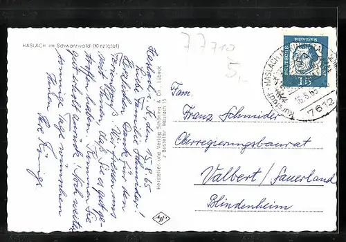 AK Haslach /Schwarzw., Ortsansicht aus der Vogelschau