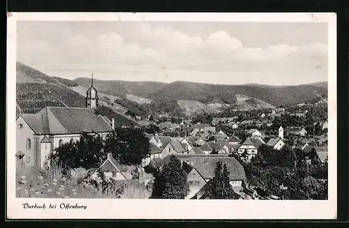 AK Durbach bei Offenburg, Teilansicht aus der Vogelschau