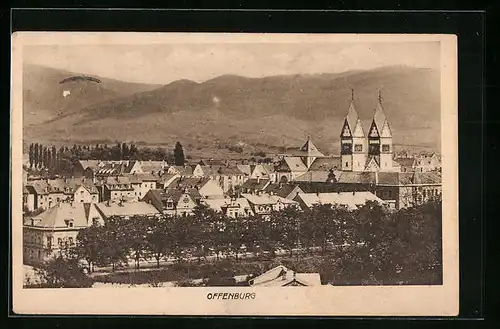 AK Offenburg, Teilansicht aus der Vogelschau