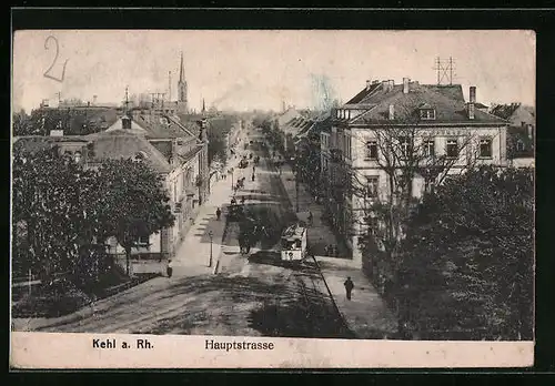 AK Kehl am Rhein, Hauptstrasse aus der Vogelschau