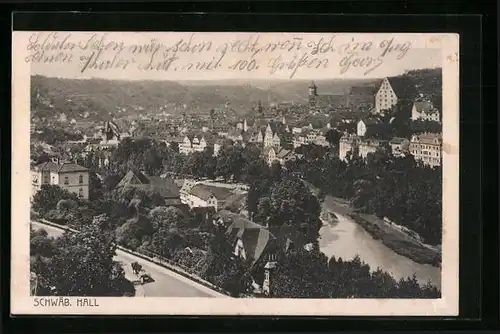 AK Schwäb. Hall, Ortsansicht aus der Vogelschau