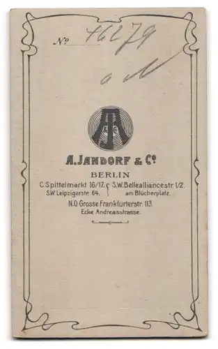 Fotografie A. Jandorf & Co., Berlin-SW, Leipzigerstr. 64, Junge Dame in modischer Kleidung