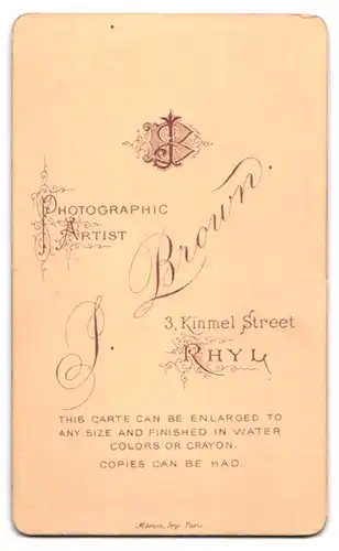 Fotografie J. Brown, Rhyl, 3, Kinmel Street, Bürgerliche Dame im gestreiften Kleid