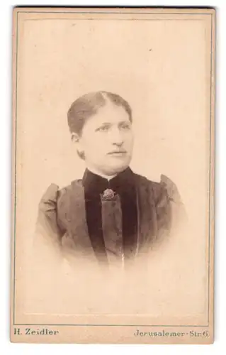 Fotografie H. Zeidler, Berlin, Jerusalemer Str. 6, Junge Frau im Gewand mit Puffärmeln