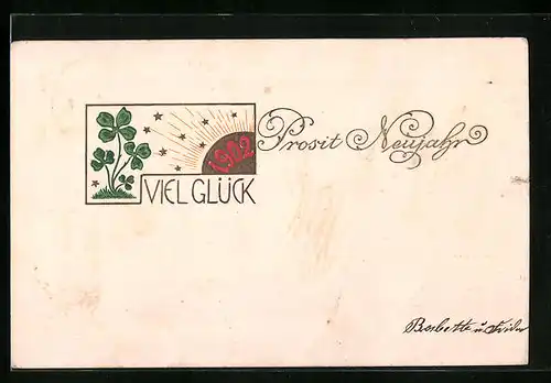 AK Jahreszahl 1902 mit Kleeblättern