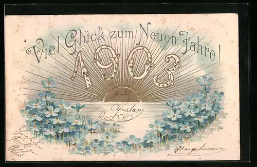 AK Jahreszahl 1903 mit Sonnenaufgang