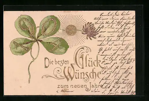 Präge-AK Jahreszahl 1904 auf Kleeblatt