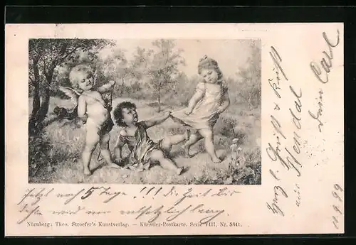 AK Amor und kleines streitendes Liebespaar