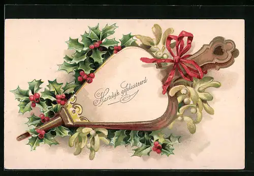 AK Blasebalg und Stechpalme zum Geburtstag