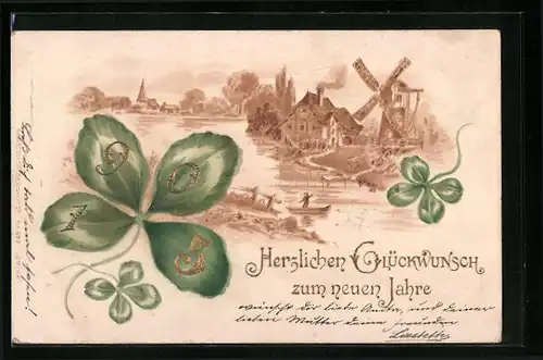 AK Jahreszahl 1905 auf Kleeblatt