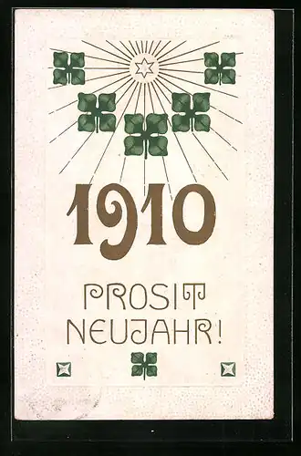 AK Jahreszahl 1910 mit Kleeblättern