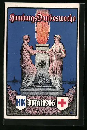 Künstler-AK Hamburg, Dankeswoche Mai 1916 des Roten Kreuzes
