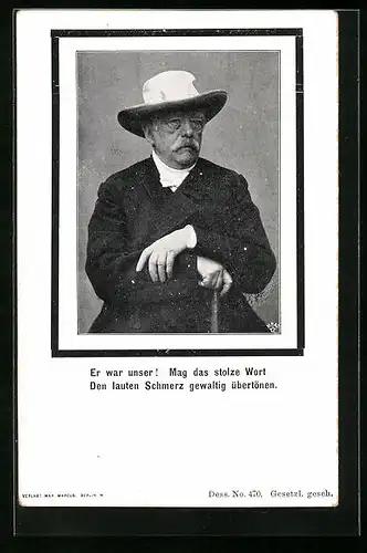 AK Portrait von Bismarck, zum Gedenken