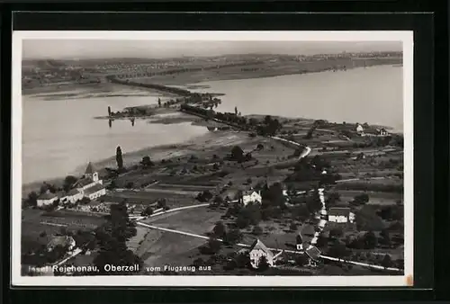 AK Oberzell /Insel Reichenau, Fliegeraufnahme vom Ort