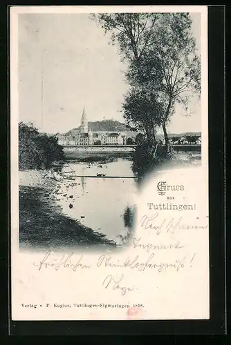AK Tuttlingen, Blick vom Fluss zum Ort
