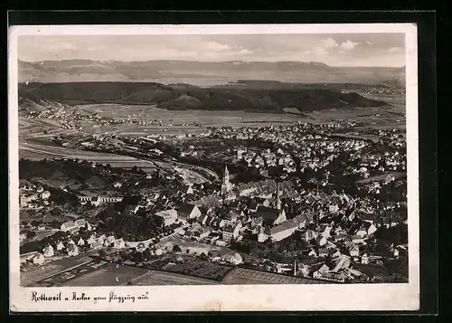 AK Rottweil a. N., Fliegeraufnahme von Ortschaft und Umgebung