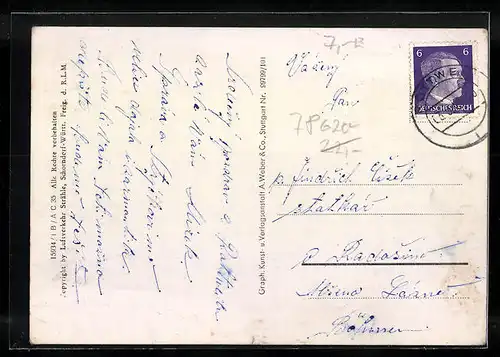 AK Rottweil a. N., Fliegeraufnahme von Ortschaft und Umgebung