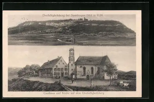 AK Spaichingen, Gasthaus und Kirche auf dem Dreifaltigkeitsberg
