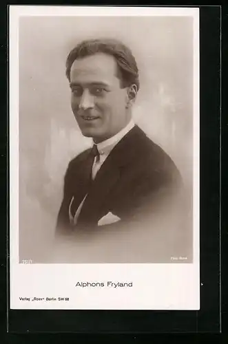 AK Schauspieler Alphons Fryland mit leicht geöffnetem Mund