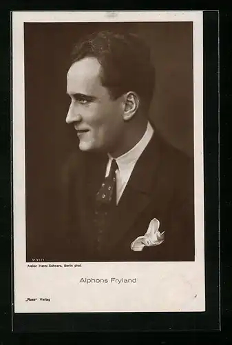 AK Schauspieler Alphons Fryland mit gepunkteter Krawatte